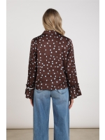 NUKUS Arani Blouse Dots 393 Chocolate/Sky