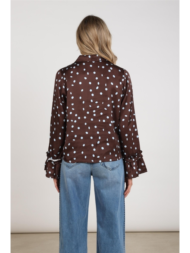 NUKUS Arani Blouse Dots 393 Chocolate/Sky