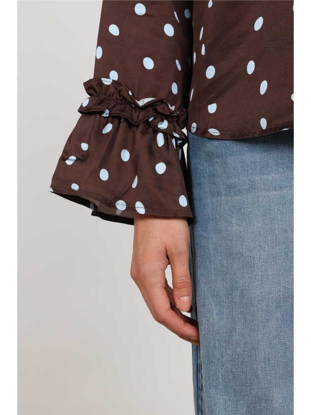 NUKUS Arani Blouse Dots 393 Chocolate/Sky