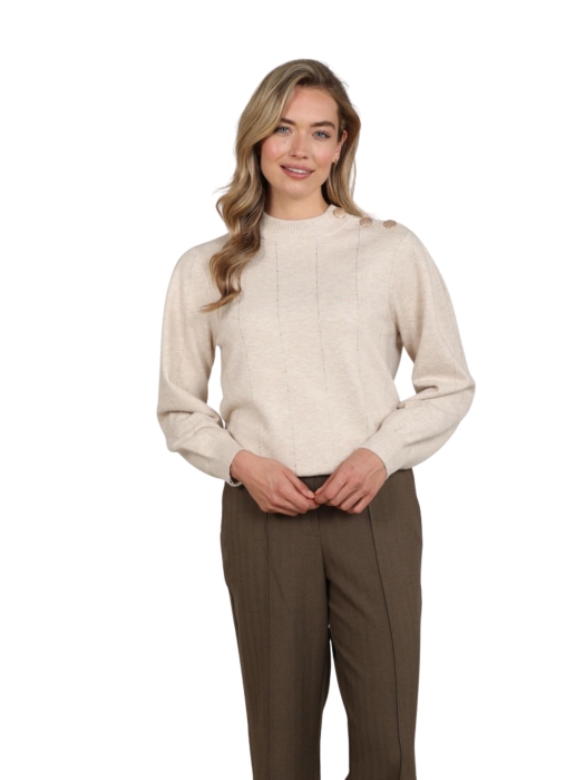 NUKUS Molly Pullover Strass 54 Sand Melange
