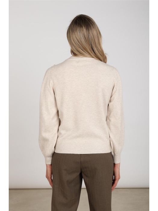 NUKUS Molly Pullover Strass 54 Sand Melange