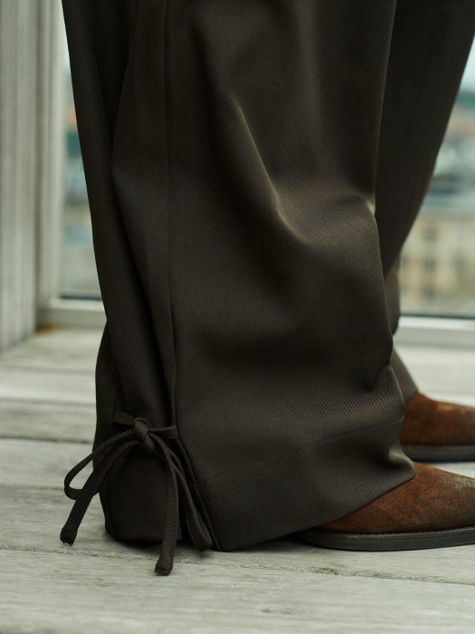 Neo Noir Isotta structure tie pants 676 Dark brown