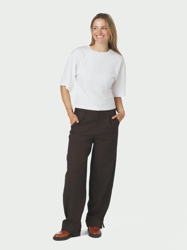Neo Noir Isotta structure tie pants 676 Dark brown