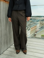 Neo Noir Isotta structure tie pants 676 Dark brown