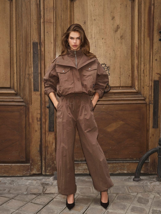 Co Couture AlinaCC Double funnel neck jacket 20002 Brown