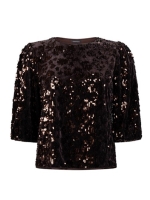 Tramontana Top Velvet Sequins 002653 Cafe noir 