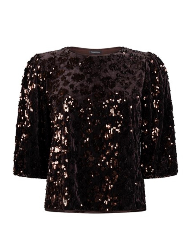 Tramontana Top Velvet Sequins 002653 Cafe noir 