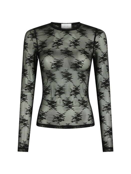 Neo Noir Evania mesh blouse 100 Black