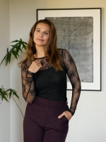 Neo Noir Evania mesh blouse 100 Black