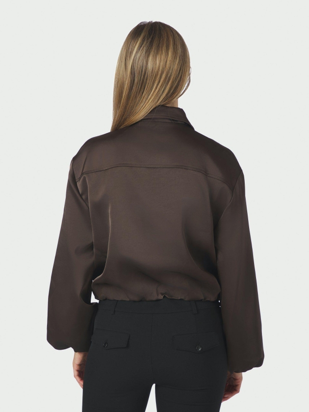 Neo Noir Denielle heavy sateen jacket 676 Dark brown
