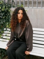 Neo Noir Denielle heavy sateen jacket 676 Dark brown