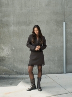Neo Noir Brigitte structure lace skirt 676 Dark brown