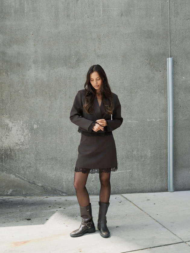 Neo Noir Brigitte structure lace skirt 676 Dark brown
