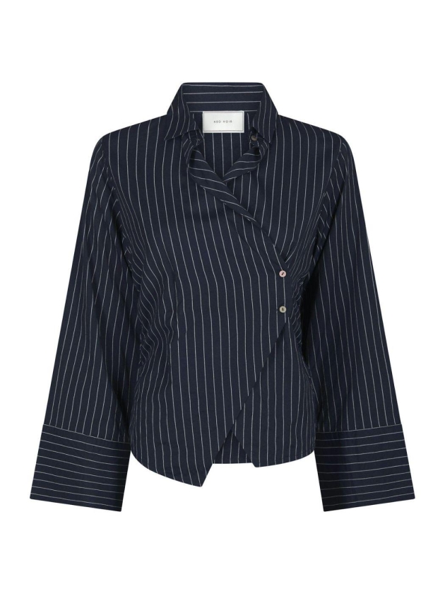Neo Noir Fenli slim stripe shirt 141 Navy