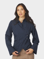 Neo Noir Fenli slim stripe shirt 141 Navy